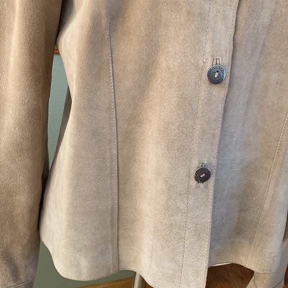 Chico’s camel tan suede leather blazer Shacket jacket size S/8 - Picture 3 of 8